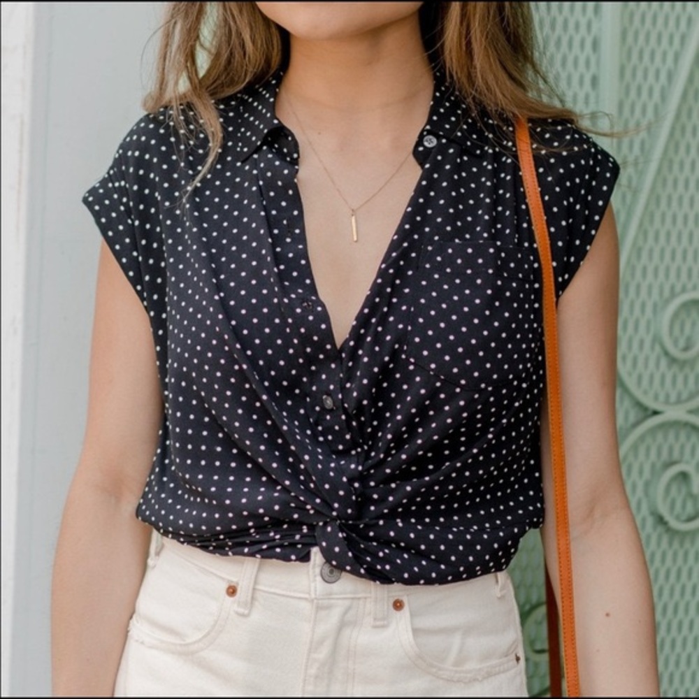 Abercrombie & Fitch Black Polka Dot Top